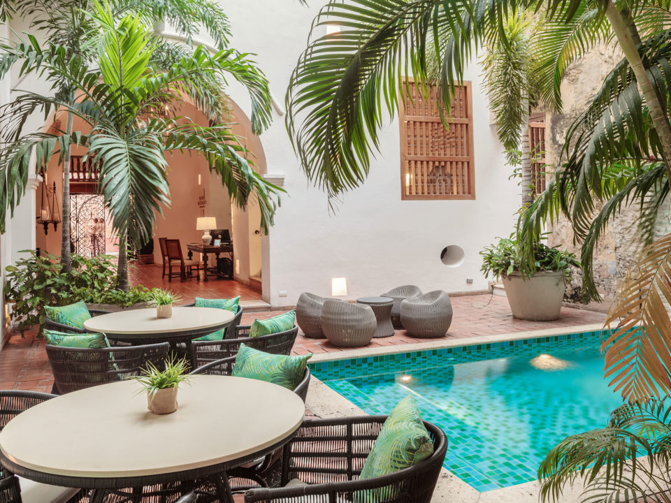 Outdoor pool terrace at Hotel Casa San Agustin, Cartagena | Mr & Mrs Smith